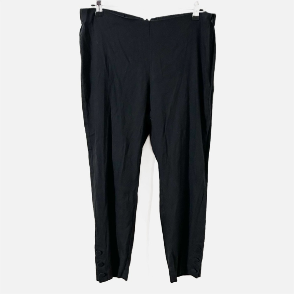 J. Jill Linen Blend Black Pants Partial Elastic Waist Side Invisible Zipper Med.